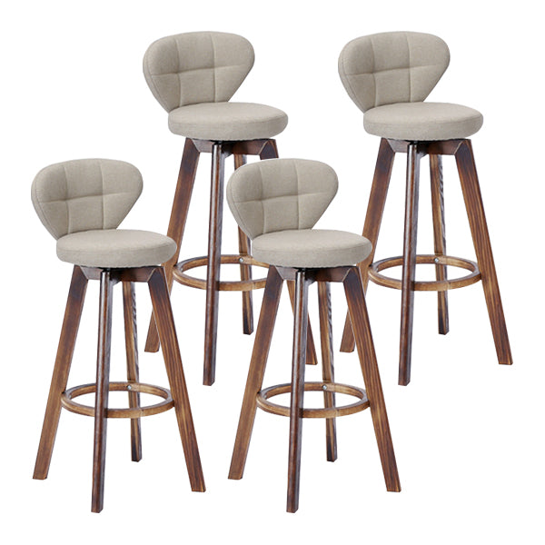 Contemporary Solid Wood Barstool Indoor Bar Stool with Footrest and Cushion