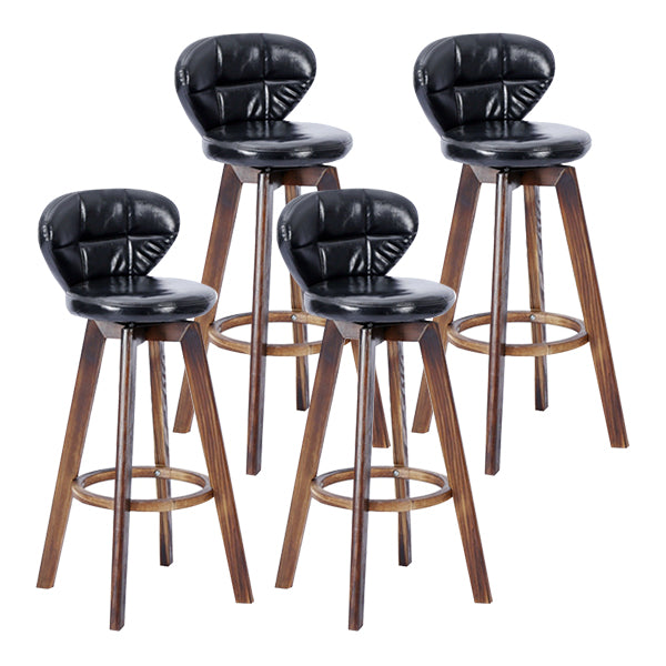 Contemporary Solid Wood Barstool Indoor Bar Stool with Footrest and Cushion
