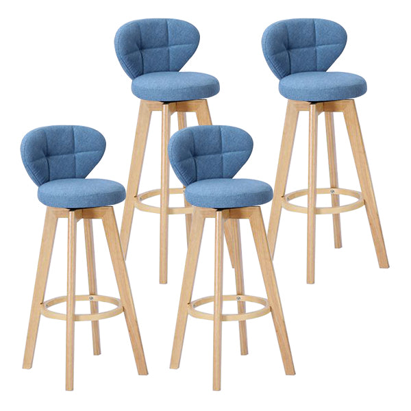 Contemporary Solid Wood Barstool Indoor Bar Stool with Footrest and Cushion