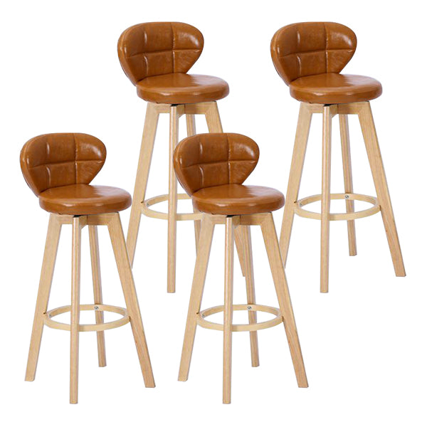 Contemporary Solid Wood Barstool Indoor Bar Stool with Footrest and Cushion