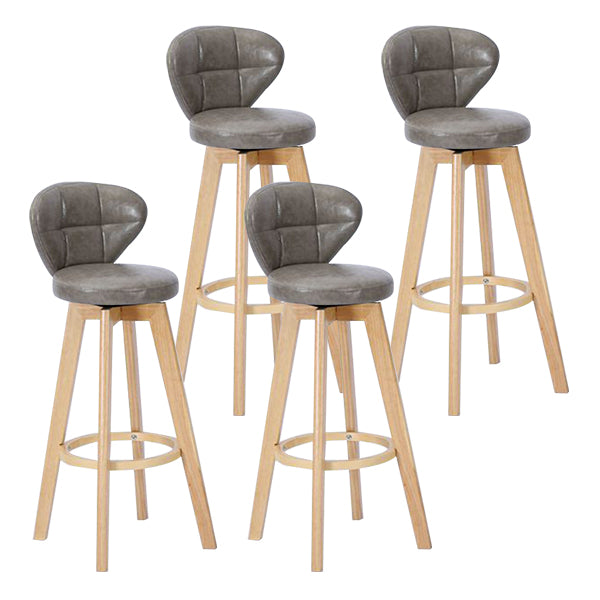 Contemporary Solid Wood Barstool Indoor Bar Stool with Footrest and Cushion