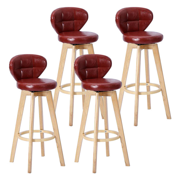 Contemporary Solid Wood Barstool Indoor Bar Stool with Footrest and Cushion