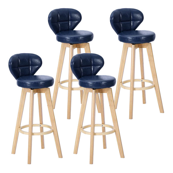 Contemporary Solid Wood Barstool Indoor Bar Stool with Footrest and Cushion