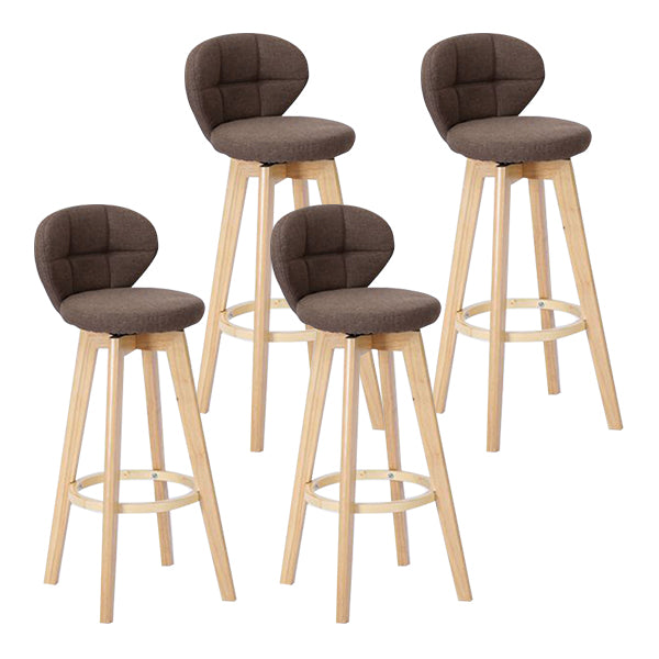 Contemporary Solid Wood Barstool Indoor Bar Stool with Footrest and Cushion