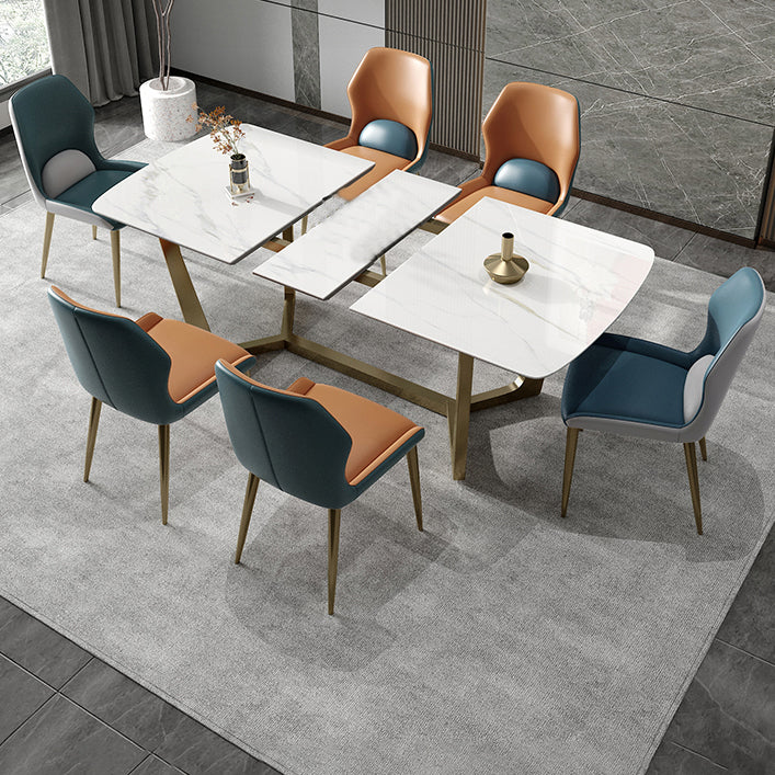 Glam 1/4/5/7 Pieces White Dining Table Set with Sintered Stone Top Scalable Dinette Set