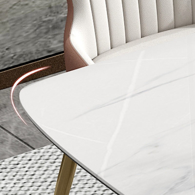 Glam 1/4/5/7 Pieces White Dining Table Set with Sintered Stone Top Scalable Dinette Set