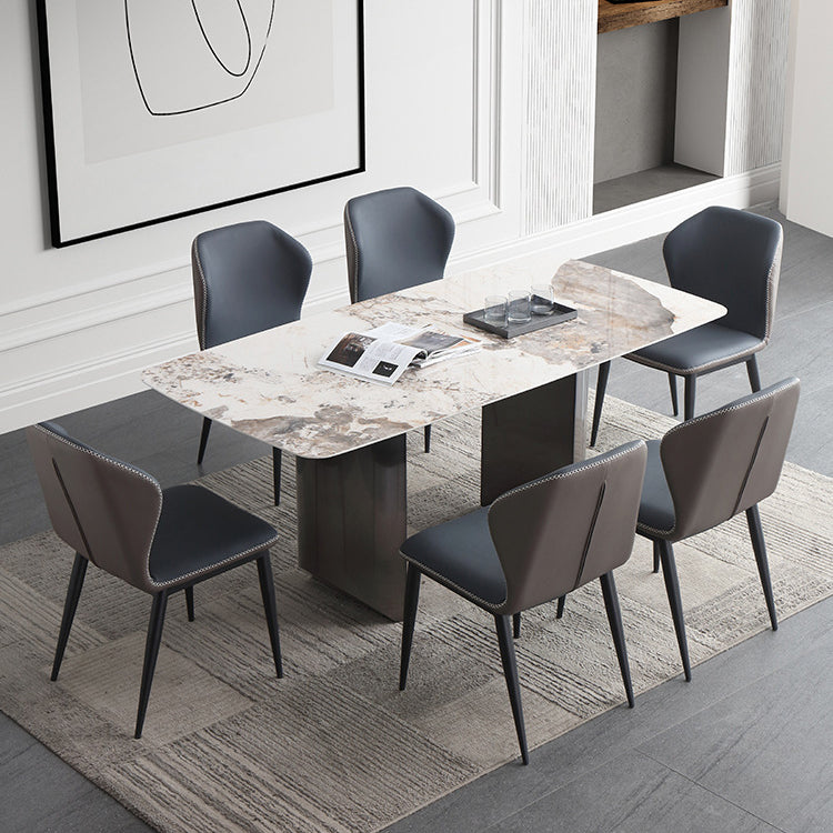 1/4/5/7 Pieces Dining Chairs Set Sintered Stone Rectangle Dining Room Set