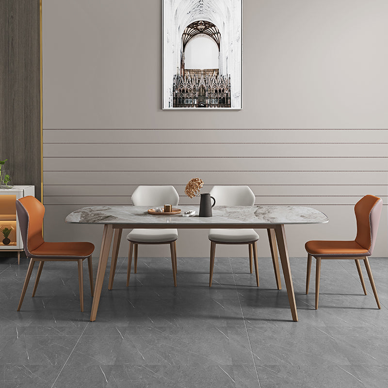 Glam 1/2/5/7 Pieces Dinette Set with Grey Sintered Stone Top Rectangle Dining Table Set