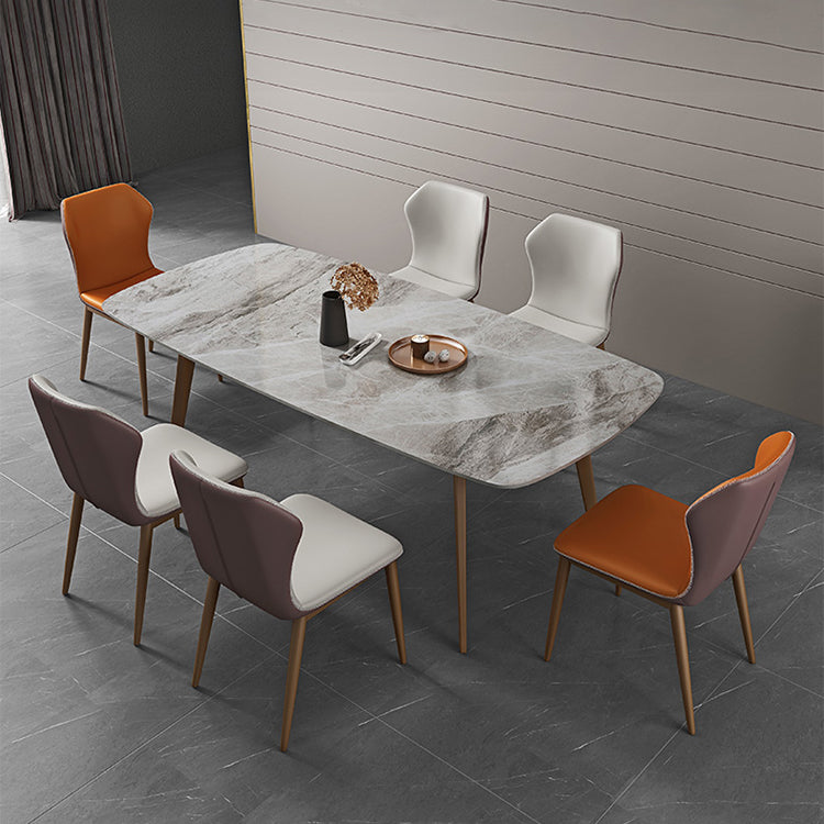 Glam 1/2/5/7 Pieces Dinette Set with Grey Sintered Stone Top Rectangle Dining Table Set