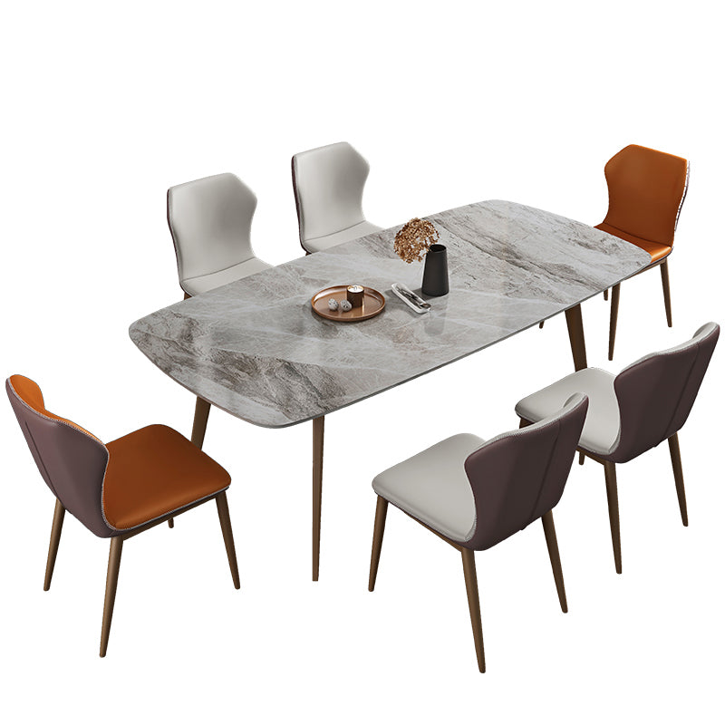 Glam 1/2/5/7 Pieces Dinette Set with Grey Sintered Stone Top Rectangle Dining Table Set