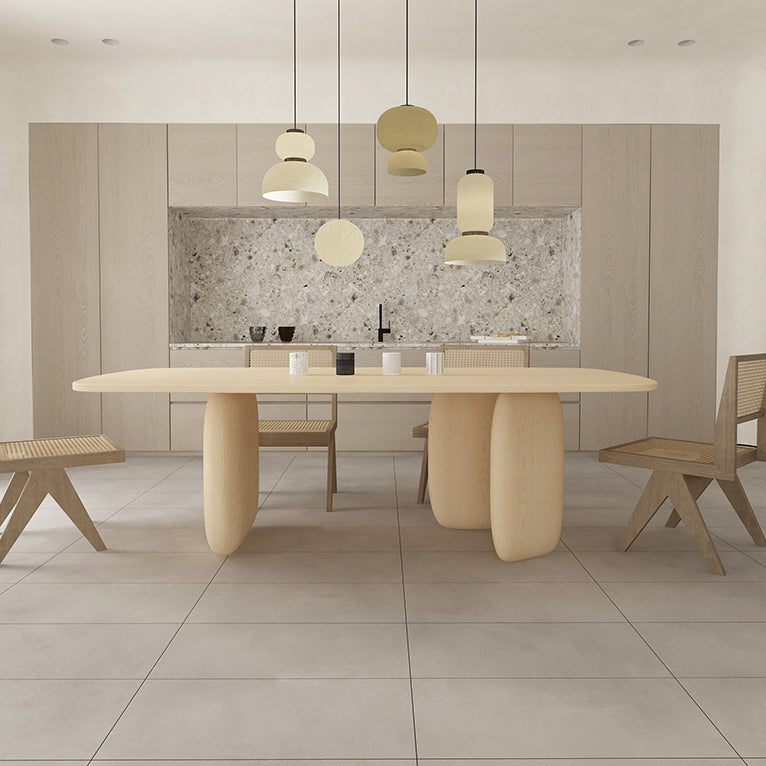 Modern 1/2/4/5 Pieces Rectangle Dining Set Pine Wood Dining Table with Chairs