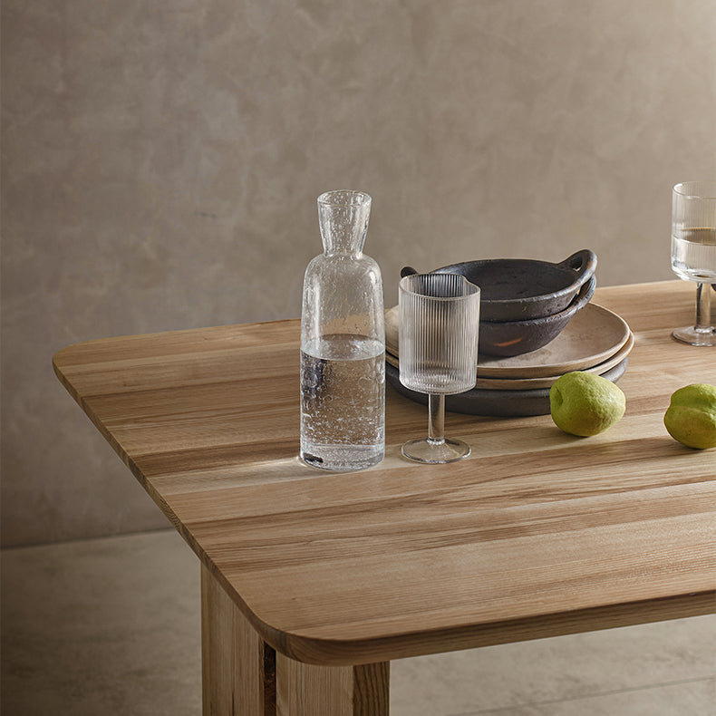 Modern Pine Solid Wood Table for Restaurant Rectangle Dining Table with Trestle Base