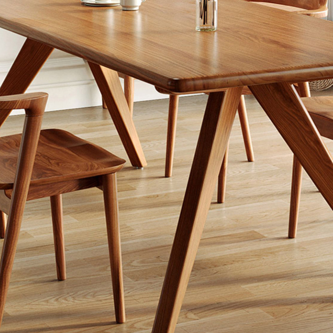 Modern Pine Wood Table for Restaurant Rectangle Dining Table in Nature with 4 Legs