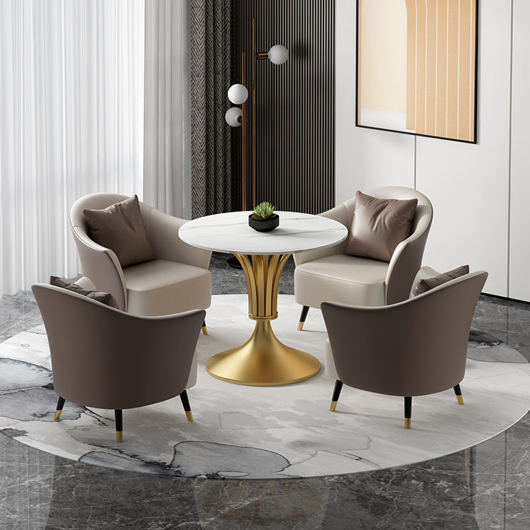 Metal Traditional Luxury Round Table Sintered Stone Indoor Table with Tulip Base