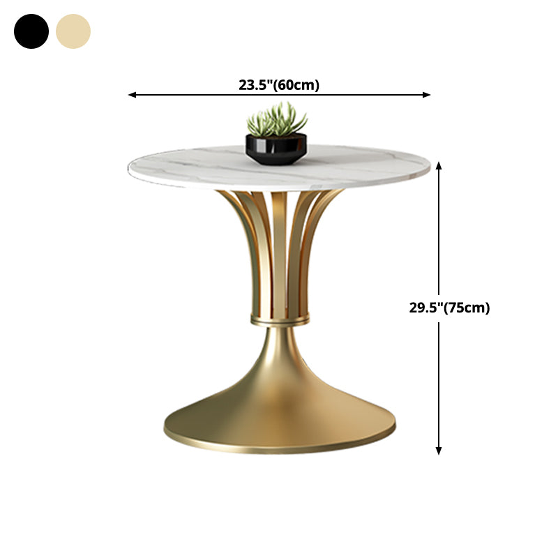 Metal Traditional Luxury Round Table Sintered Stone Indoor Table with Tulip Base
