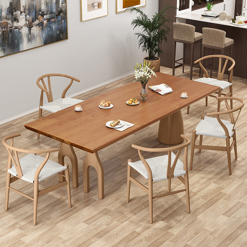 Modern Pine Wood Table for Restaurant Rectangle Dining Table with 3 Legs