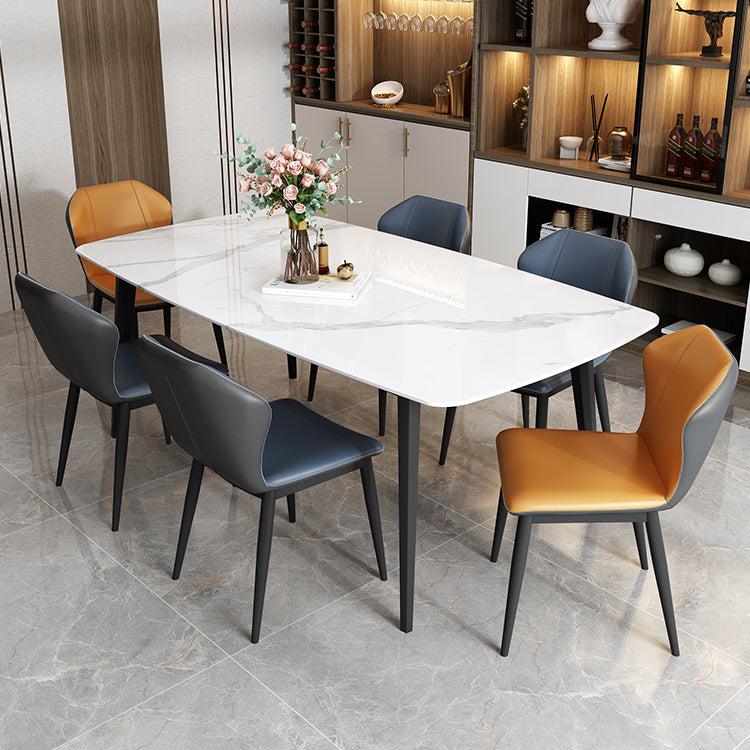 Sintered Stone Top Dining Table Rectangle Table with Metal 4 Legs for Restaurant