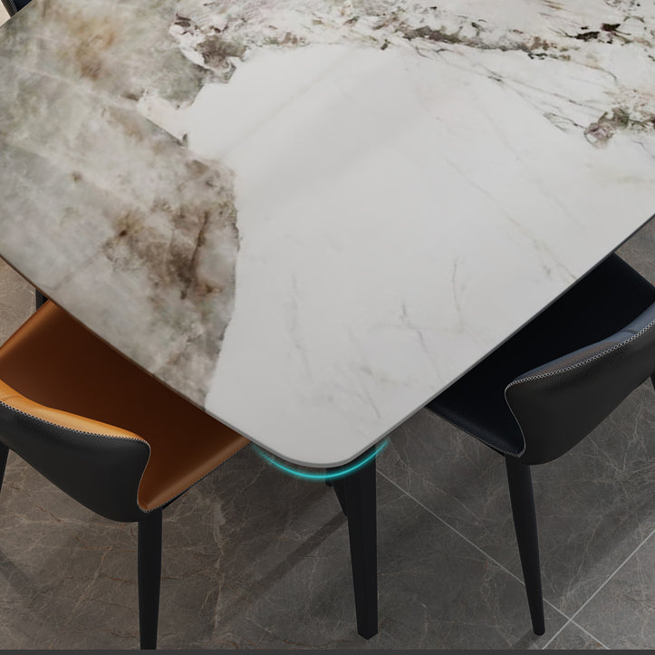 Sintered Stone Top Dining Table Rectangle Table with Metal 4 Legs for Restaurant