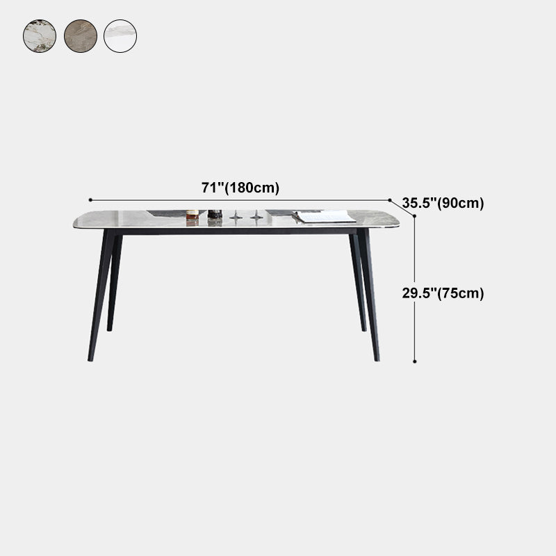 Sintered Stone Top Dining Table Rectangle Table with Metal 4 Legs for Restaurant