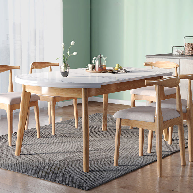 Modern Sintered Stone Dining Table Round Dining Room Table with 4 Legs