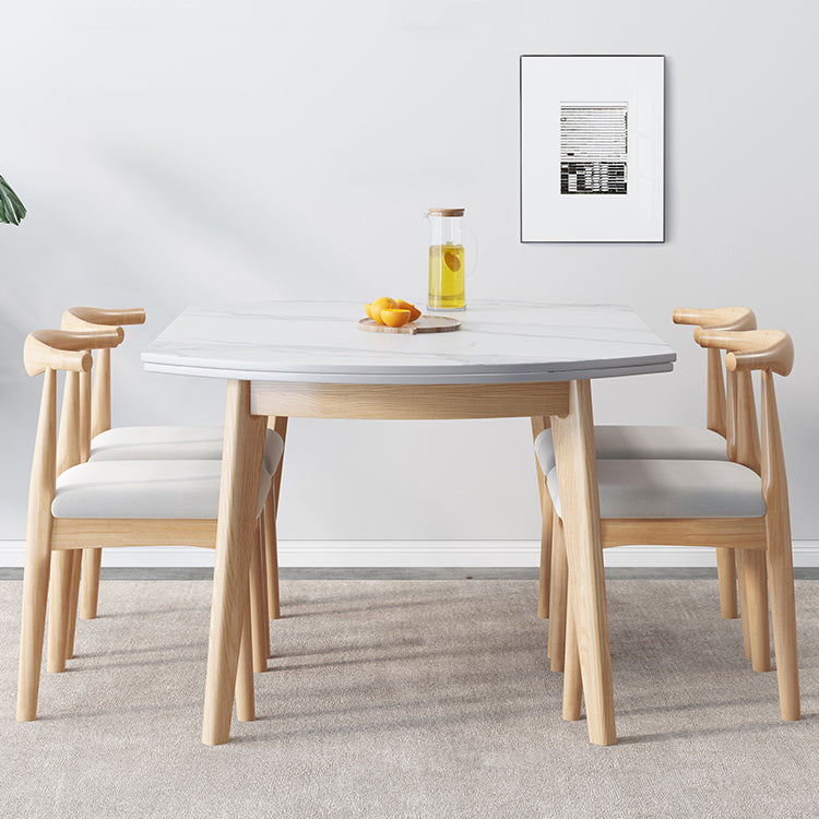 Modern Sintered Stone Dining Table Round Dining Room Table with 4 Legs