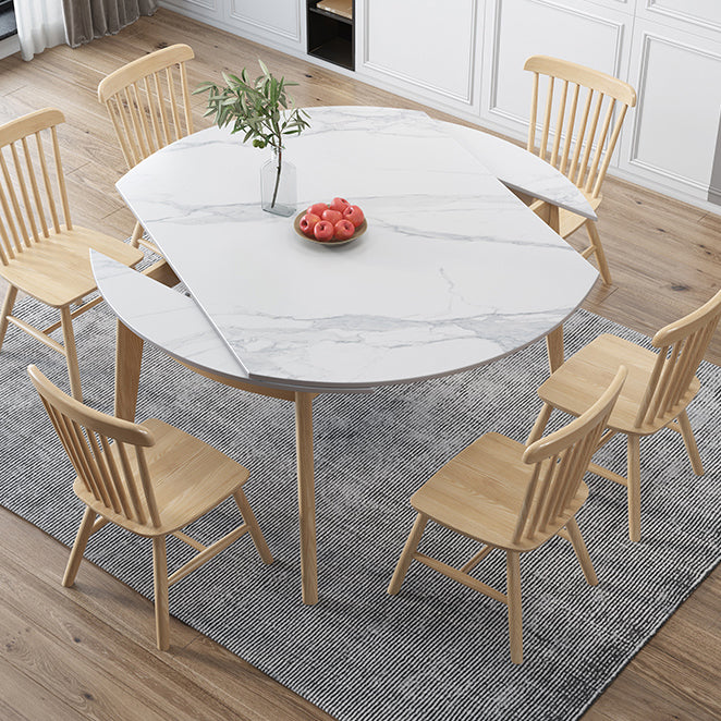 Modern Sintered Stone Dining Table Round Dining Room Table with 4 Legs