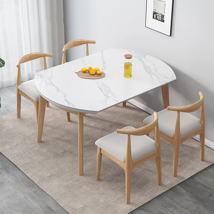 Modern Sintered Stone Dining Table Round Dining Room Table with 4 Legs
