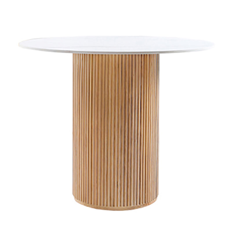 Table de salle à manger en bois massif de pin, table de pub ronde moderne avec pieds au fini naturel