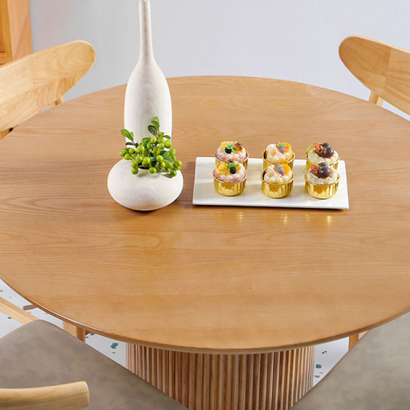 Table de salle à manger en bois massif de pin, table de pub ronde moderne avec pieds au fini naturel