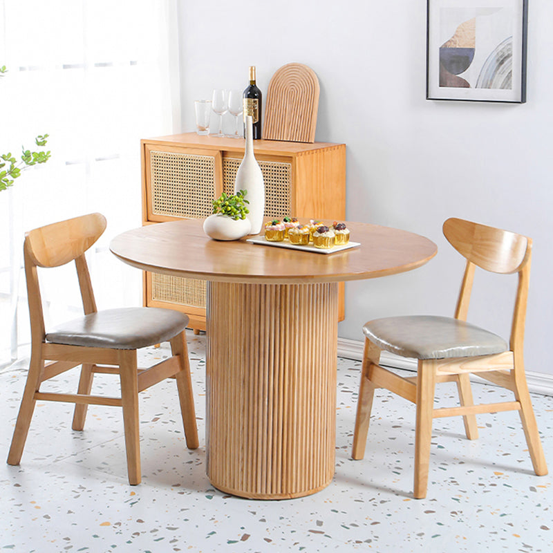 Table de salle à manger en bois massif de pin, table de pub ronde moderne avec pieds au fini naturel