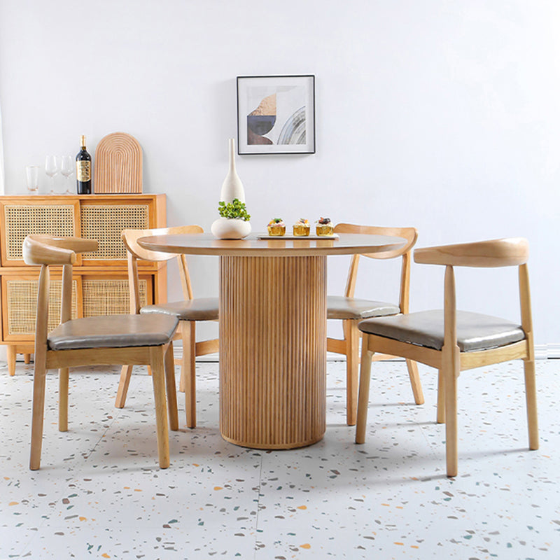 Table de salle à manger en bois massif de pin, table de pub ronde moderne avec pieds au fini naturel