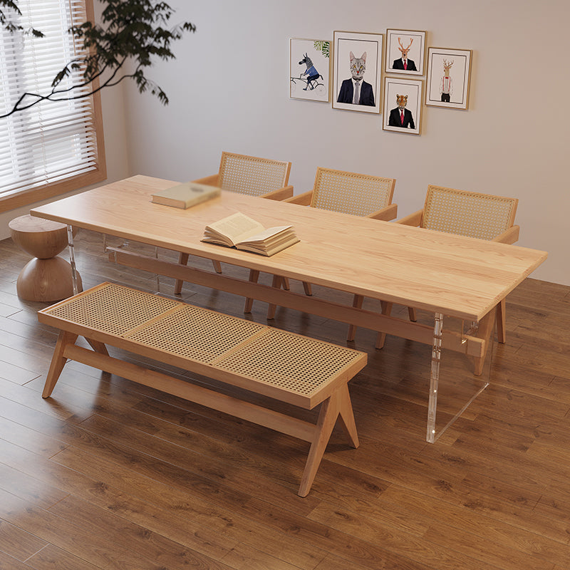 Solid Wood and Acrylic Dinette Table Modern Rectangle Dinner Table Kitchen Home