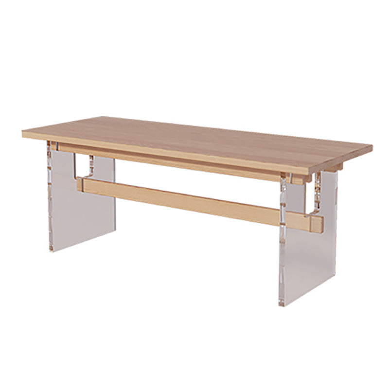 Solid Wood and Acrylic Dinette Table Modern Rectangle Dinner Table Kitchen Home
