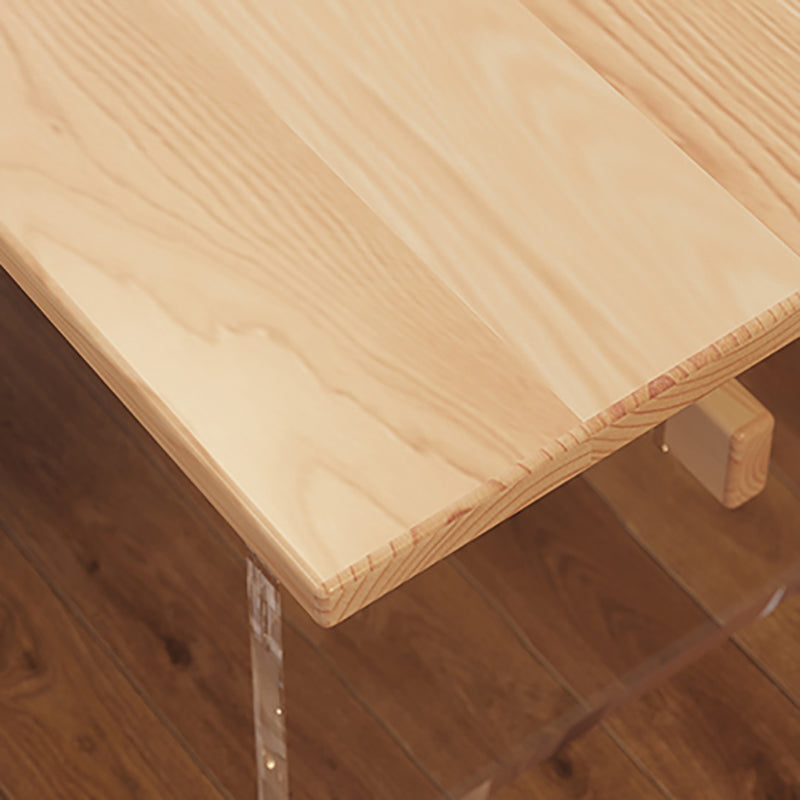 Solid Wood and Acrylic Dinette Table Modern Rectangle Dinner Table Kitchen Home