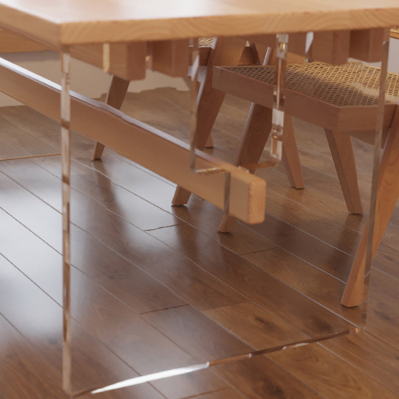 Solid Wood and Acrylic Dinette Table Modern Rectangle Dinner Table Kitchen Home