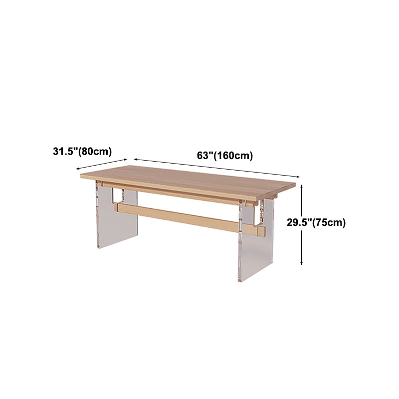 Solid Wood and Acrylic Dinette Table Modern Rectangle Dinner Table Kitchen Home