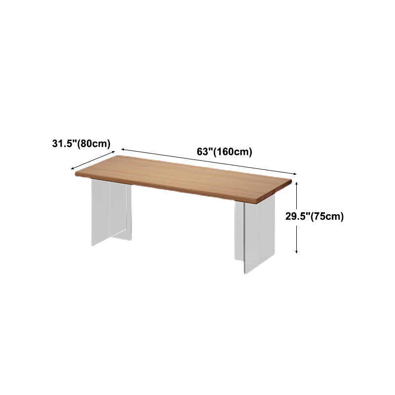 Solid Wood and Acrylic Dinette Table Modern Rectangle Dinner Table Kitchen Home