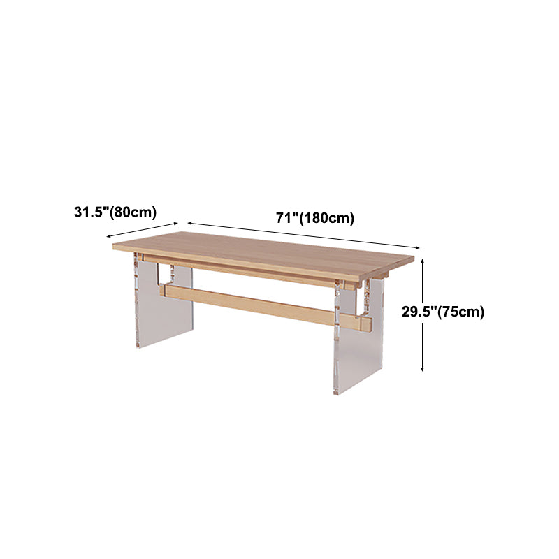 Solid Wood and Acrylic Dinette Table Modern Rectangle Dinner Table Kitchen Home