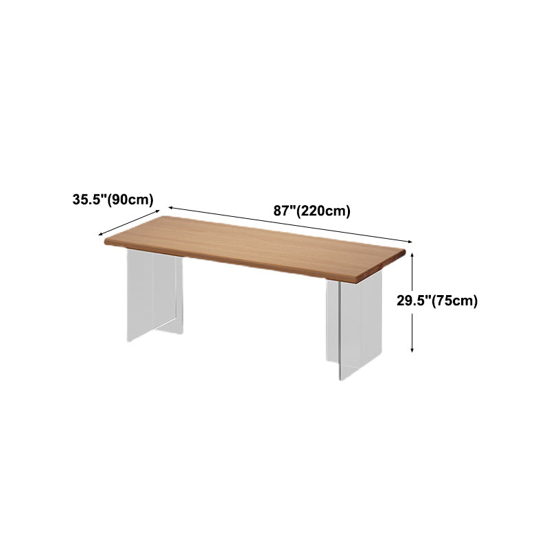 Solid Wood and Acrylic Dinette Table Modern Rectangle Dinner Table Kitchen Home
