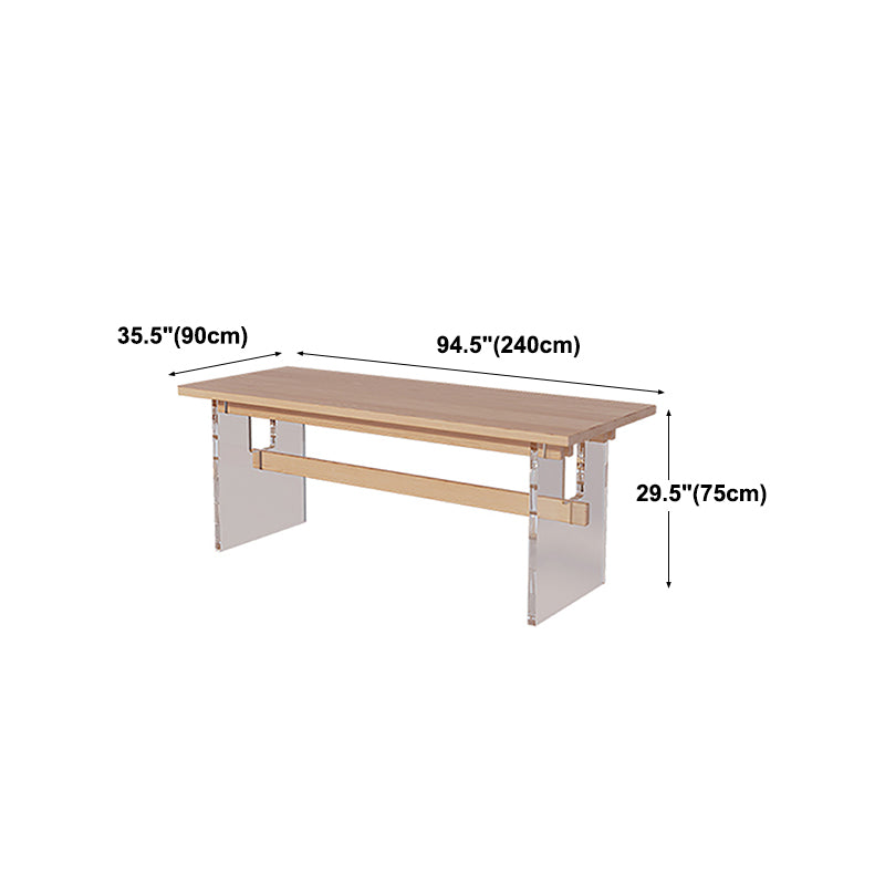 Solid Wood and Acrylic Dinette Table Modern Rectangle Dinner Table Kitchen Home