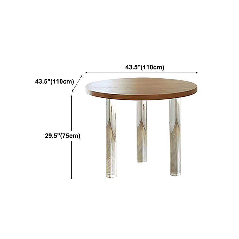 Pine and Acrylic Round Dining Table Modern Natural Dinner Table Kitchen Home