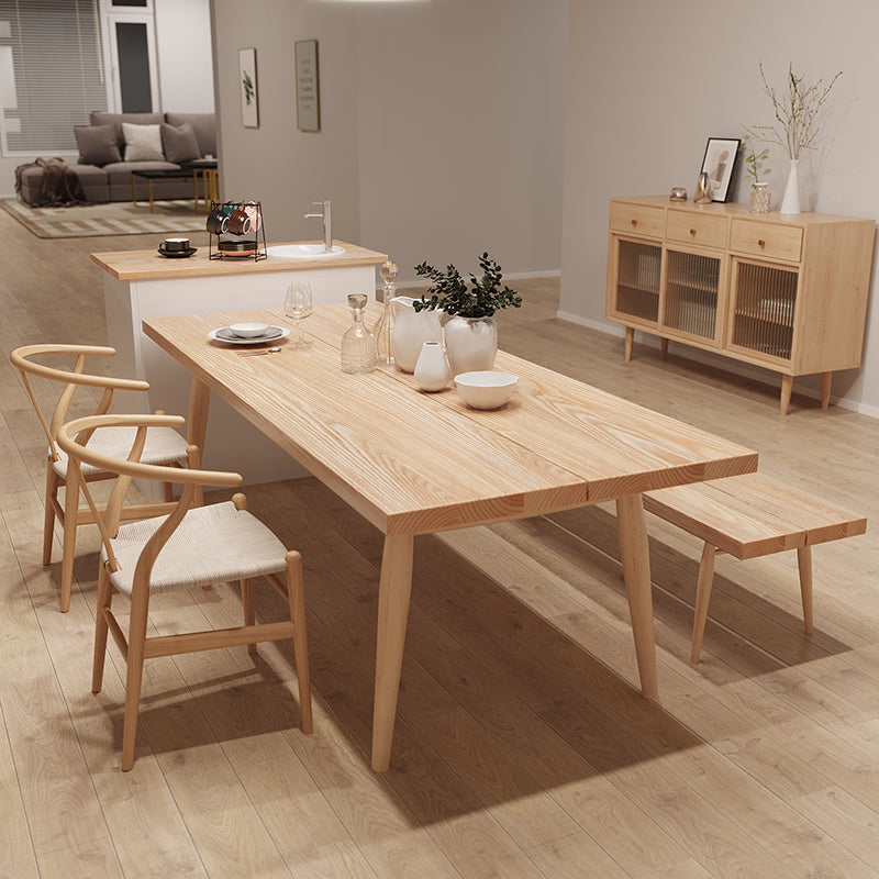 Modern Solid Wood Dining Room Collection Rectangle Tripod Dining Table in Natural