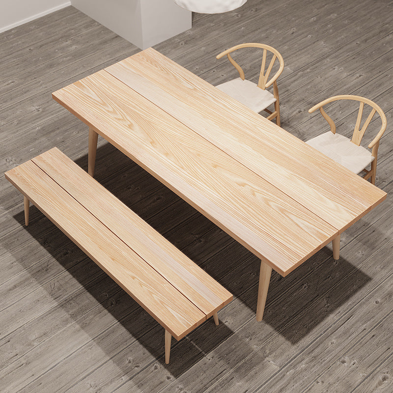 Modern Solid Wood Dining Room Collection Rectangle Tripod Dining Table in Natural