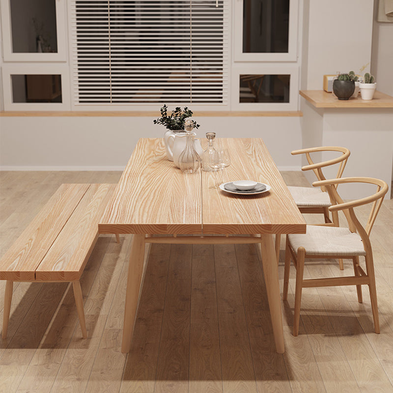 Modern Solid Wood Dining Room Collection Rectangle Tripod Dining Table in Natural