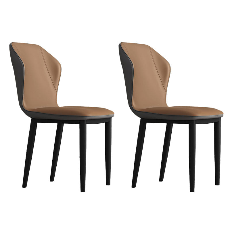 Contemporary Upholstered Wingback Side Chair Matte Finish Home Dining Chair