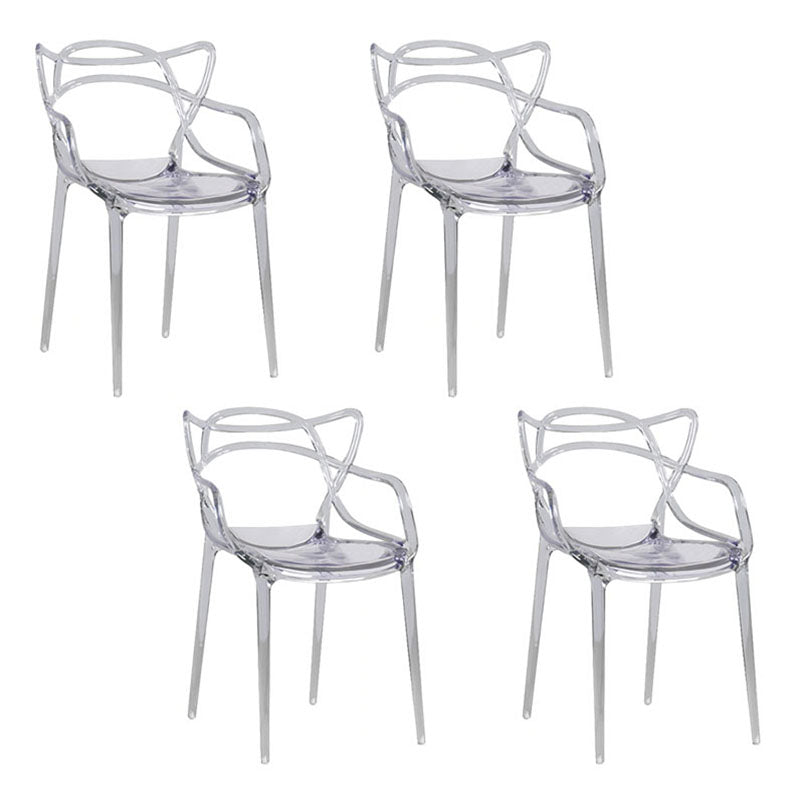 Scandinavian Design Open Back Arm Dining Chairs Plastic Side Chair