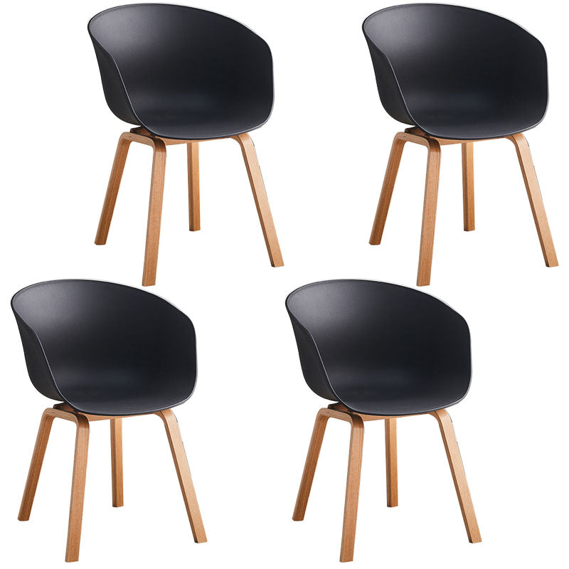 Contemporary Dining Chair Arm Chairs with Wooden Legs for Kitchen