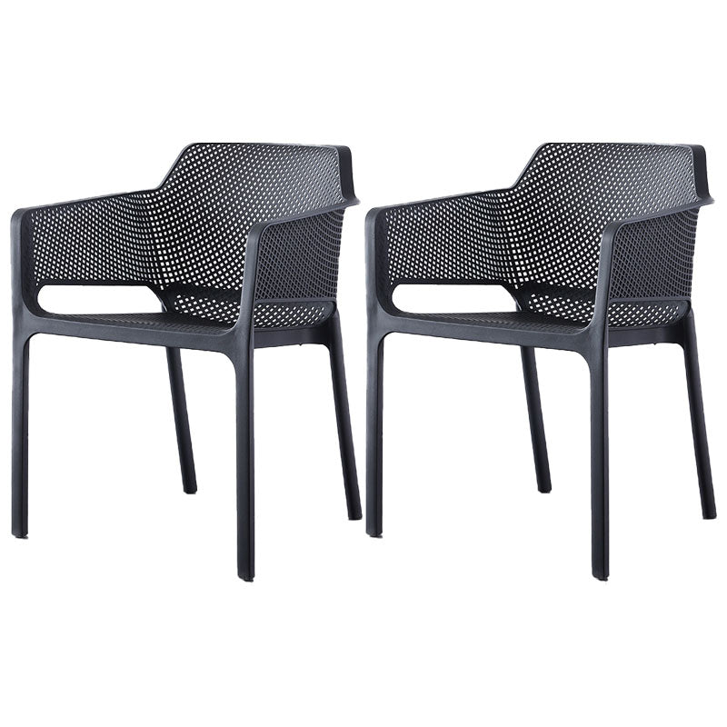 Scandinavian Plastic Kitchen Dining Room Arm Chair Solid Back Chair