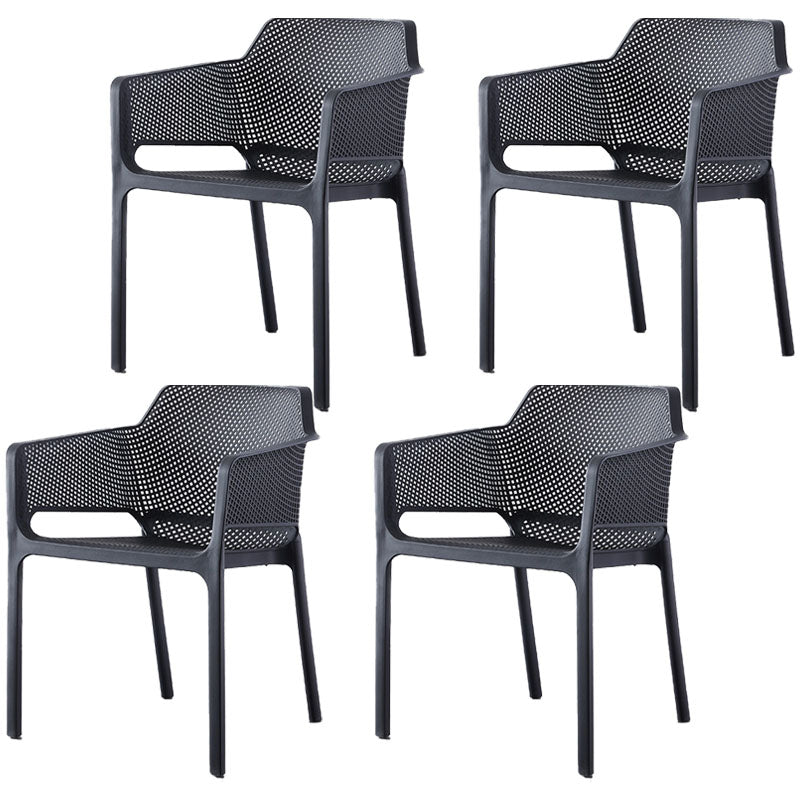 Scandinavian Plastic Kitchen Dining Room Arm Chair Solid Back Chair
