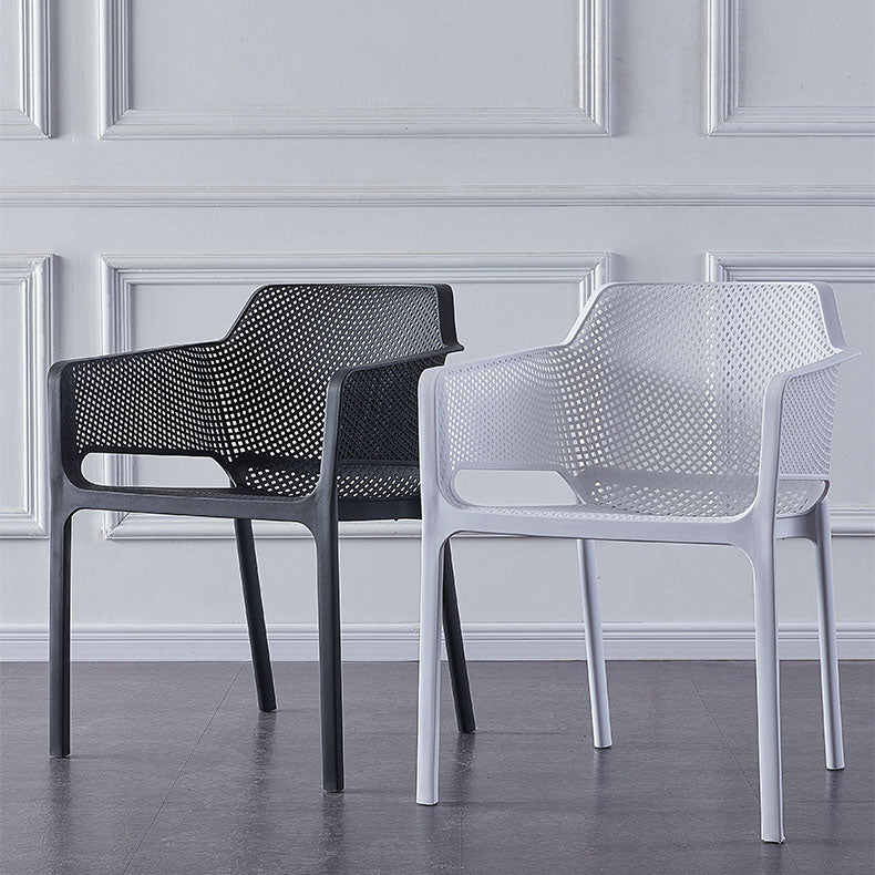 Scandinavian Plastic Kitchen Dining Room Arm Chair Solid Back Chair